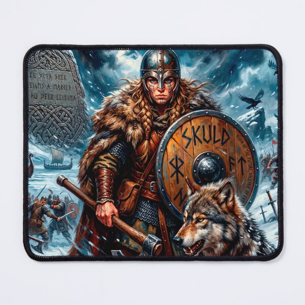 Item preview, Epic Skuld Valkyrie of Destiny with Wolf – Norse Warrior Art designed and sold by VALKYRAART53.
