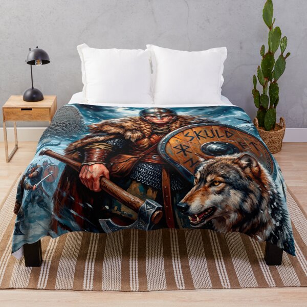 Item preview, Epic Skuld Valkyrie of Destiny with Wolf – Norse Warrior Art designed and sold by VALKYRAART53.