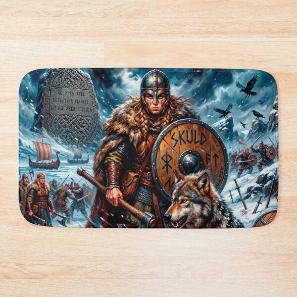 Item preview, Epic Skuld Valkyrie of Destiny with Wolf – Norse Warrior Art designed and sold by VALKYRAART53.