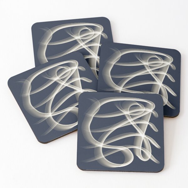 Item preview, Abstract Line Art Swirl - Glowing Cream Lines Deep Navy Blue designed and sold by CaramelCo.
