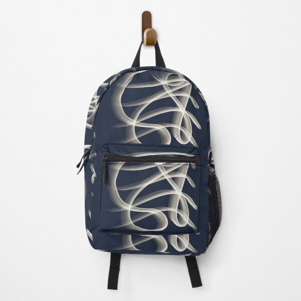Item preview, Abstract Line Art Swirl - Glowing Cream Lines Deep Navy Blue designed and sold by CaramelCo.