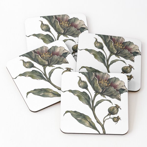 Item preview, Dark Moody Botanical Flower Stem Watercolor Art designed and sold by Jessie's Palette.
