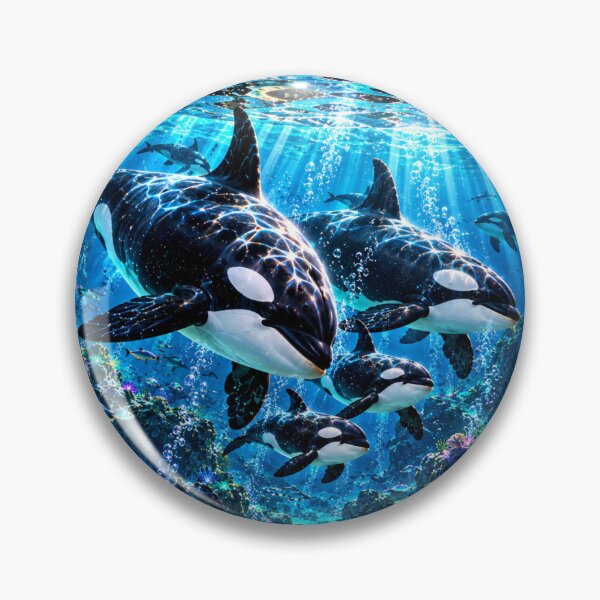 Item preview, Orca family in a luminous underwater paradise designed and sold by AnjaSarahArt.