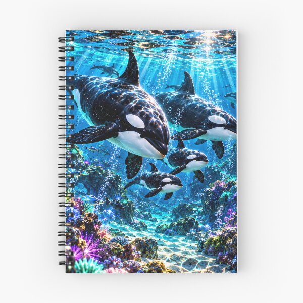 Item preview, Orca family in a luminous underwater paradise designed and sold by AnjaSarahArt.