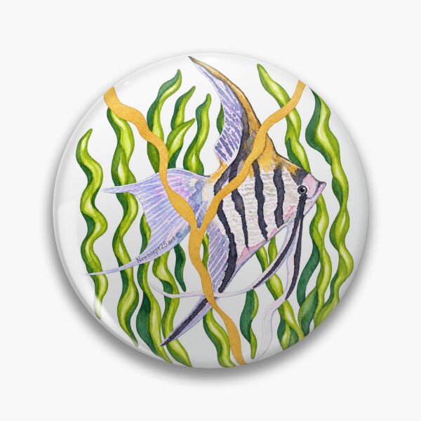Item preview, Between the Reeds – Kintsugi Angelfish Watercolour designed and sold by newsuept25.art.