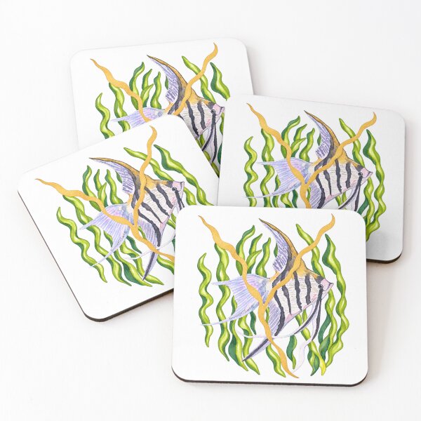 Item preview, Between the Reeds – Kintsugi Angelfish Watercolour designed and sold by newsuept25.art.
