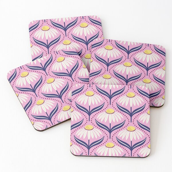 Item preview, Geometric wildflower daisies on pink designed and sold by Jennifer Ladd.