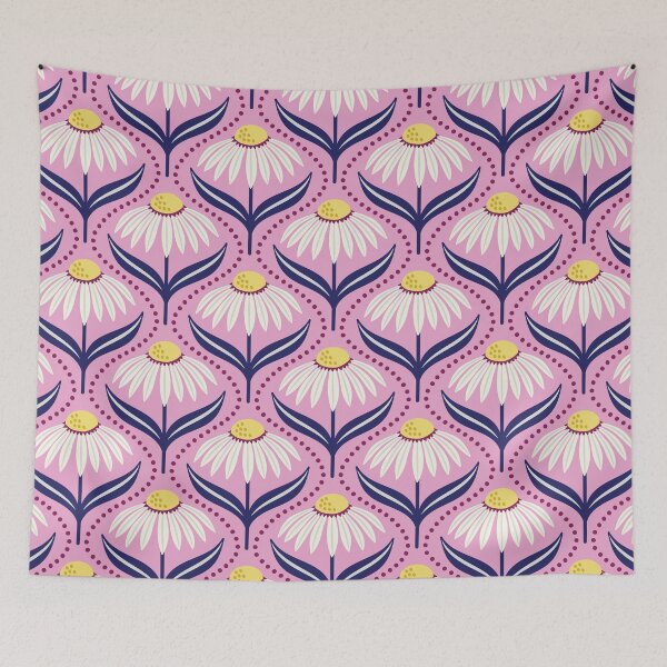 Item preview, Geometric wildflower daisies on pink designed and sold by Jennifer Ladd.