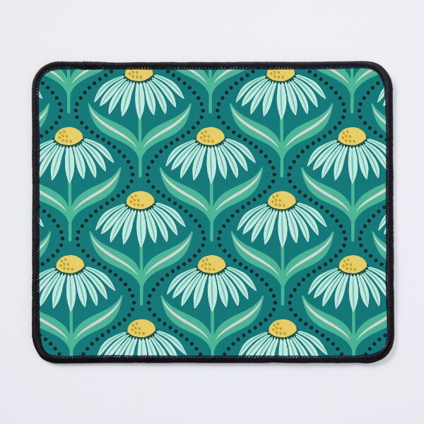 Item preview, Geometric wildflower daisies on teal green designed and sold by Jennifer Ladd.