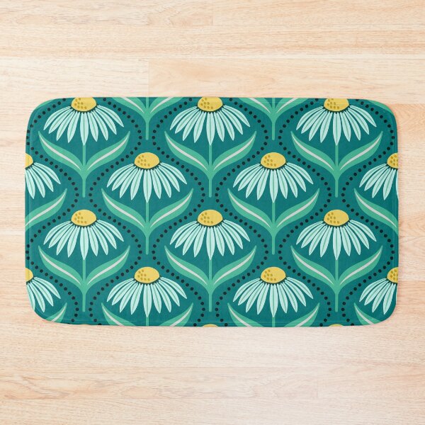 Item preview, Geometric wildflower daisies on teal green designed and sold by Jennifer Ladd.