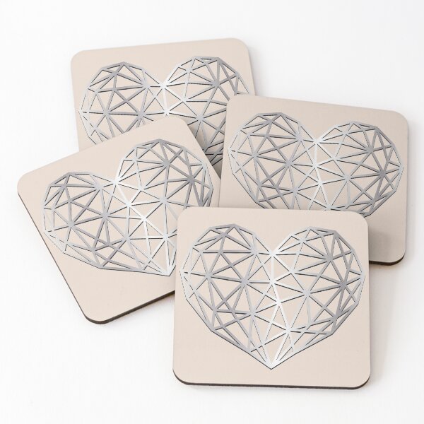 Item preview, Silver geometric heart for Valentine's Day and wedding decor. Modern minimalist vector for greeting cards and wedding invitations. designed and sold by C R E A R T U A.
