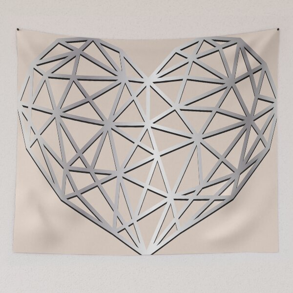Item preview, Silver geometric heart for Valentine's Day and wedding decor. Modern minimalist vector for greeting cards and wedding invitations. designed and sold by C R E A R T U A.
