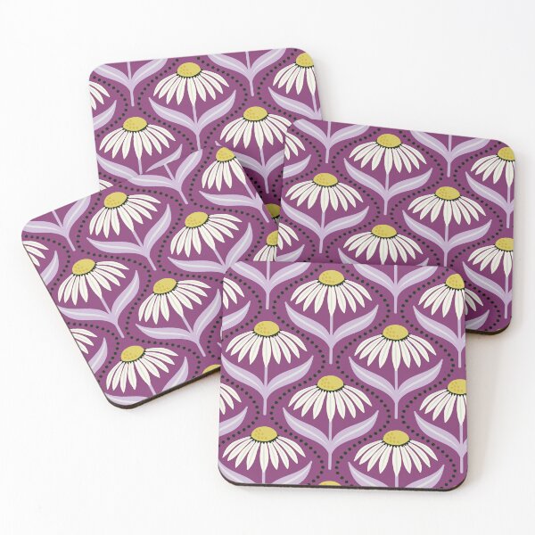 Item preview, Geometric wildflower daisies on purple  designed and sold by Jennifer Ladd.