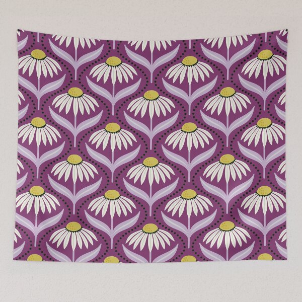 Item preview, Geometric wildflower daisies on purple  designed and sold by Jennifer Ladd.