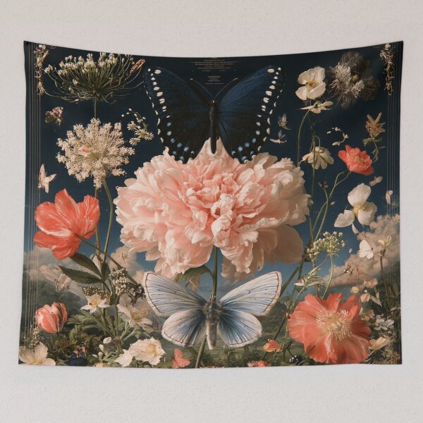 Item preview, Midnight Butterfly Garden | Romantic Botanical Collage designed and sold by Neural Artifex.