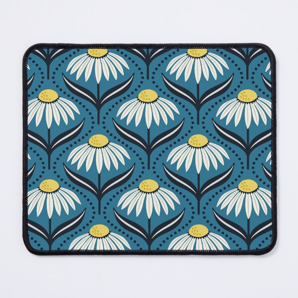 Item preview, Geometric wildflower daisies on blue designed and sold by Jennifer Ladd.