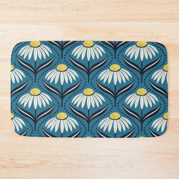 Item preview, Geometric wildflower daisies on blue designed and sold by Jennifer Ladd.
