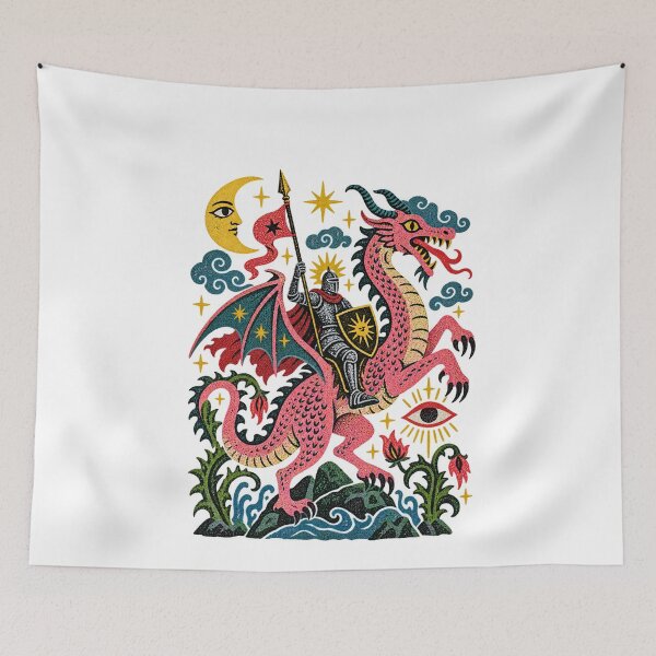 Item preview, Pink Dragon Shirt with Whimsical Medieval Knight Medieval Fantasy designed and sold by CatiaStudioArt.