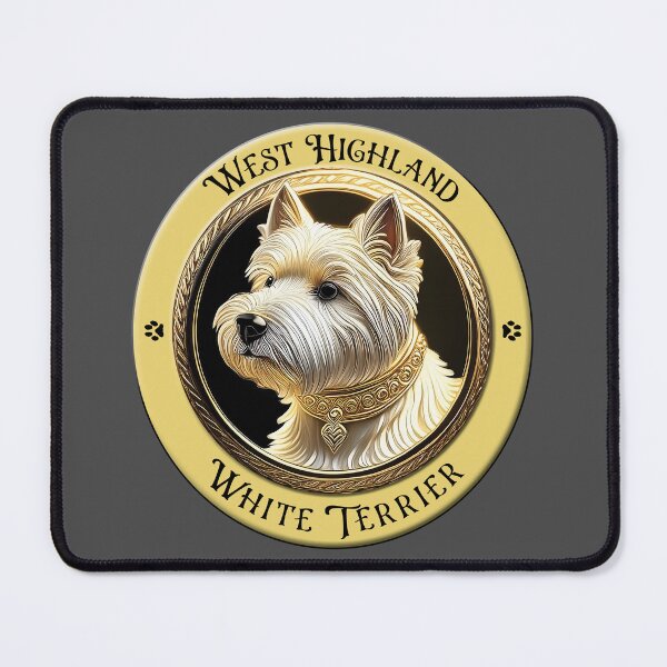 Item preview, Quintessential Westie Face in a golden frame designed and sold by WestieMDR.