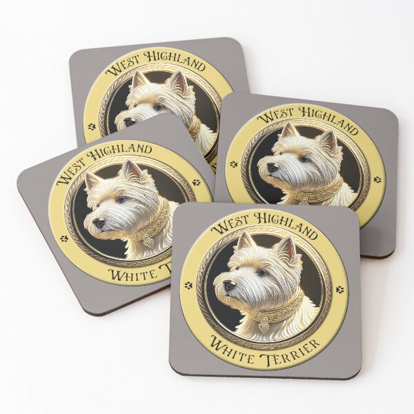 Item preview, Quintessential Westie Face in a golden frame designed and sold by WestieMDR.