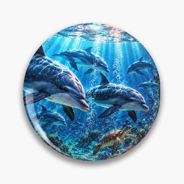 Item preview, Orca family in a turquoise coral reef designed and sold by AnjaSarahArt.