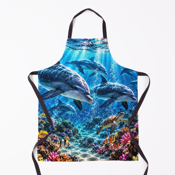 Item preview, Orca family in a turquoise coral reef designed and sold by AnjaSarahArt.