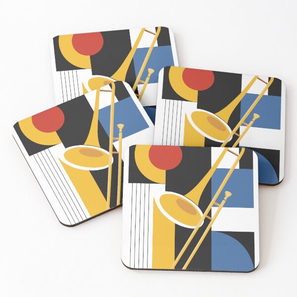 Item preview, Bauhaus Trombone Art, Mid-Century Modern Music Decor designed and sold by Studio pod Burom.