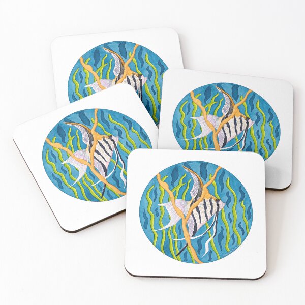 Item preview, Between the Reeds – Kintsugi Angelfish Watercolour | Ripple and Reflection Series designed and sold by newsuept25.art.