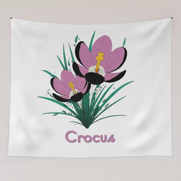 Item preview, Wall Art - Postcard - Whimsical Crocus Flower Illustration designed and sold by ForeverPrintsOK.