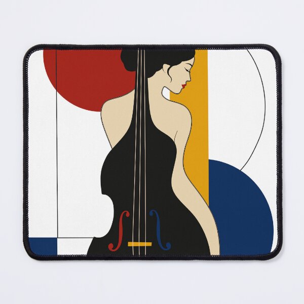 Item preview, Bauhaus Double Bass Woman Print | Abstract Music Art | Mid Century Modern Jazz Print | Geometric Female Musician Decor designed and sold by Studio pod Burom.