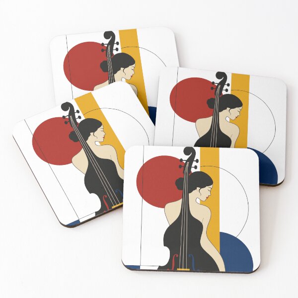 Item preview, Bauhaus Double Bass Woman Print | Abstract Music Art | Mid Century Modern Jazz Print | Geometric Female Musician Decor designed and sold by Studio pod Burom.