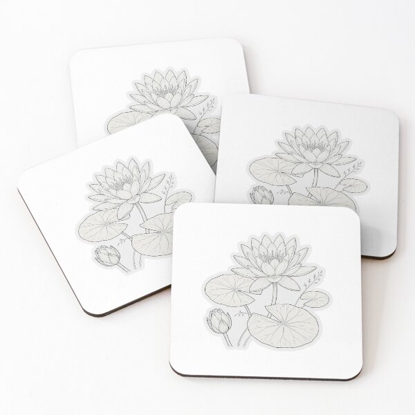 Item preview, White Water Lily Sticker | Water Lily Die Cut Sticker | Fine Line Botanical Decal | Pond Flower Laptop Sticker designed and sold by FineLineBotanical .