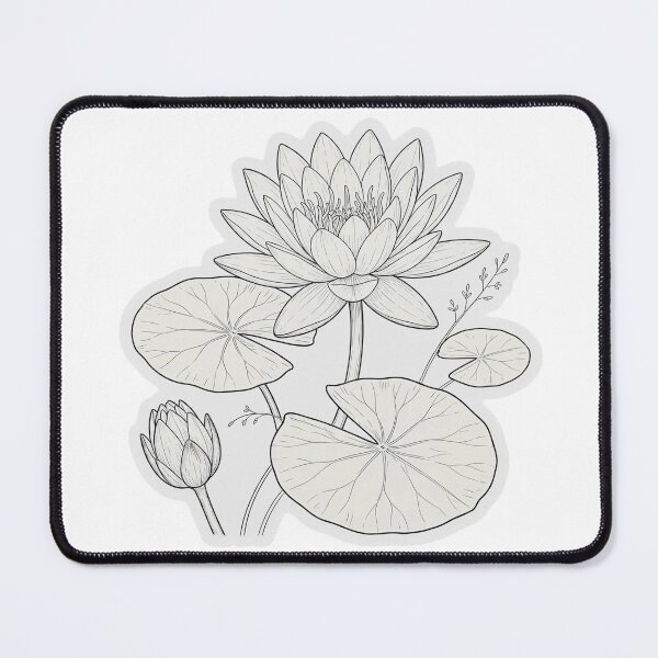 Item preview, White Water Lily Sticker | Water Lily Die Cut Sticker | Fine Line Botanical Decal | Pond Flower Laptop Sticker designed and sold by FineLineBotanical .