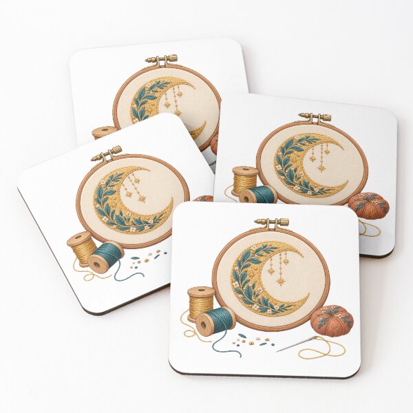 Item preview, Threaded Moon – Embroidery Hoop designed and sold by SAS-Designer.