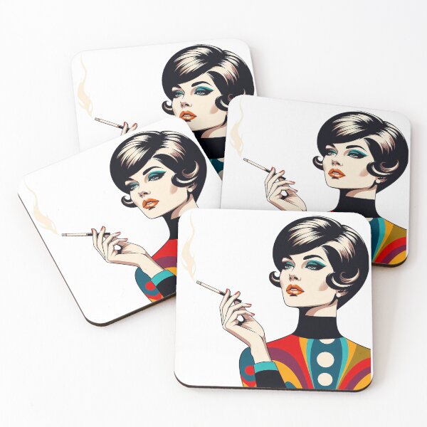 Item preview, Retro Smoking Woman Mod Fashion Vintage Glamour Portrait. designed and sold by Spark2Seduction.