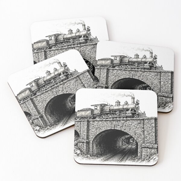 Item preview, Vintage Steam Locomotive On Brick Bridge Tunnel designed and sold by K3v1nDesing.