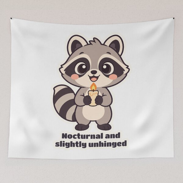 Item preview, Unhinged Raccoon Holding a Candle at Night designed and sold by OuqCreations.