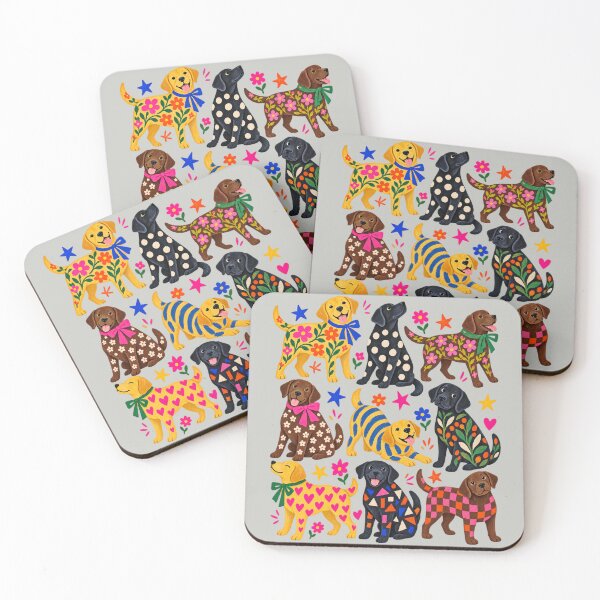 Item preview, Colorful Labrador Folk Art Floral Dog Collage designed and sold by AmiGraph.