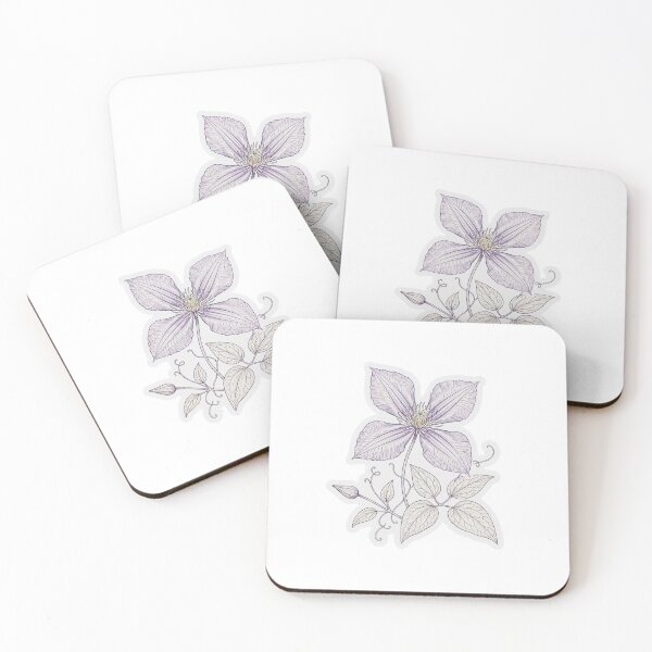 Item preview, Purple Clematis Sticker | Clematis Die Cut Sticker | Fine Line Botanical Decal | Clematis Flower Laptop Sticker designed and sold by FineLineBotanical .