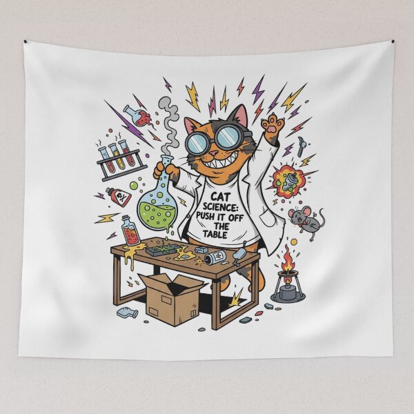 Item preview, Cat Science Push It Off The Table Funny Mad Scientist Cat Design designed and sold by cannsuh.