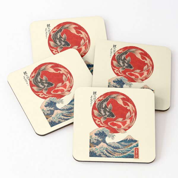 Item preview, Yin Yang Koi Fish - Great Wave & Mount Fuji Ukiyo-e designed and sold by TheSamuraiCat.