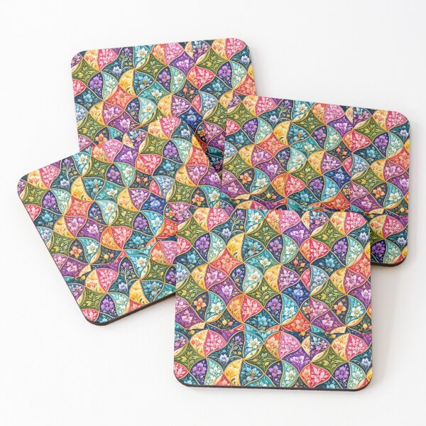 Item preview, Colorful Floral Tessellation Pattern – Vibrant Botanical Tile Art designed and sold by vinothmech53.
