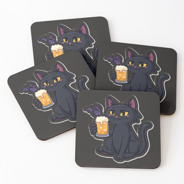 Item preview, Black Vampire Cat Drinking a Cold Beer designed and sold by MargaretPolanco.
