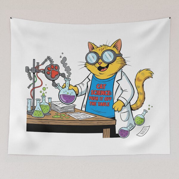 Item preview, Cat Science Push It Off The Table Orange Tabby Lab Cat Design designed and sold by cannsuh.