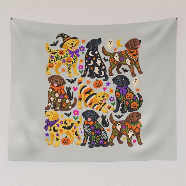 Item preview, Labrador Halloween Colorful Folk Art Dog Collage designed and sold by AmiGraph.