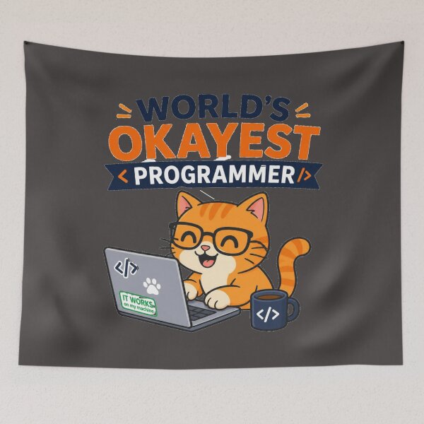 Item preview, World's Okayest Programmer Cat designed and sold by MargaretPolanco.