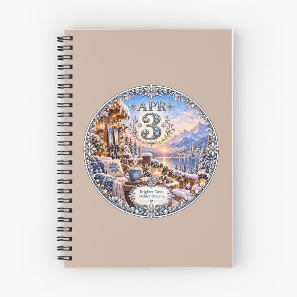 Item preview, April 3 Birthday Alpine Winter Ski Mountain Design designed and sold by LunaMoments.