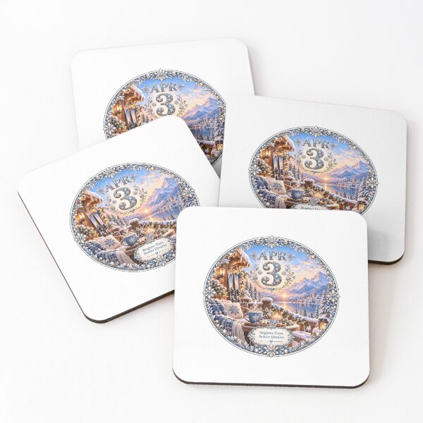 Item preview, April 3 Birthday Alpine Winter Ski Mountain Design designed and sold by LunaMoments.