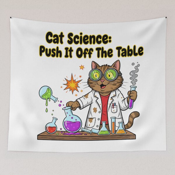 Item preview, Cat Science Push It Off The Table Funny Brown Tabby Lab Explosion Design designed and sold by cannsuh.