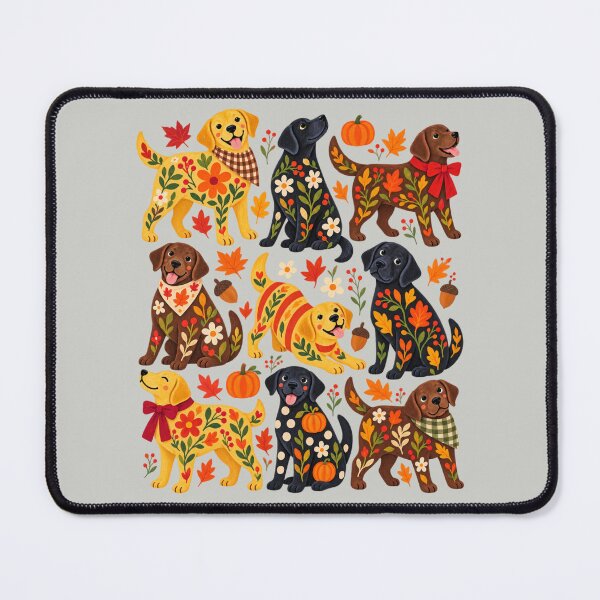 Item preview, Labrador Thanksgiving Floral Folk Art Autumn Dog Collage designed and sold by AmiGraph.